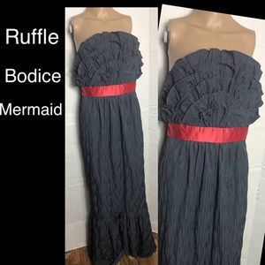 bcbgeneration Ruffle Bodice Mermaidcore  Maxi Dress coquette retro fairy event